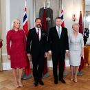 President Vējonis and Mrs Iveta Vējon welcomed The Crown Prince and Crown Princess in Riga Castle. Photo: Lise Åserud / NTB scanpix